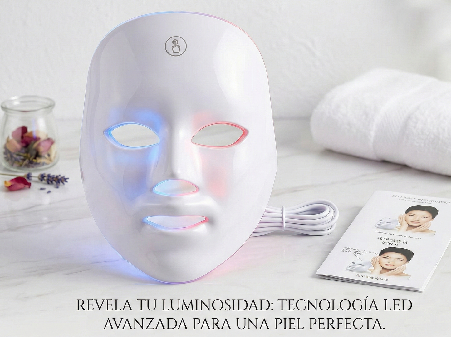 Lumina-K Pro | Máscara de Fototerapia LED 7-en-1 (Efecto Piel de Porcelana)